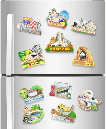 Vista 4 de Alemania Leipzig imán de nevera de madera 3D monumentos de viaje coleccionables recuerdos decoración hecha a mano - 2