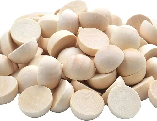 Vista 11 de 300 piezas de bolas de madera a la mitad sin terminar de 10 mm y 12 mm y 15 mm, bolas de madera divididas naturales para proyectos de bricolaje