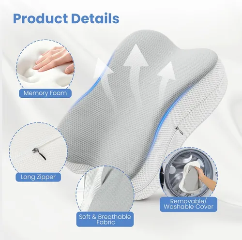 Vista 5 de JINXIA Almohada de rodilla para dormir de lado, cómoda almohada de espuma viscoelástica para dormir de lado, almohada para dormir entre piernas