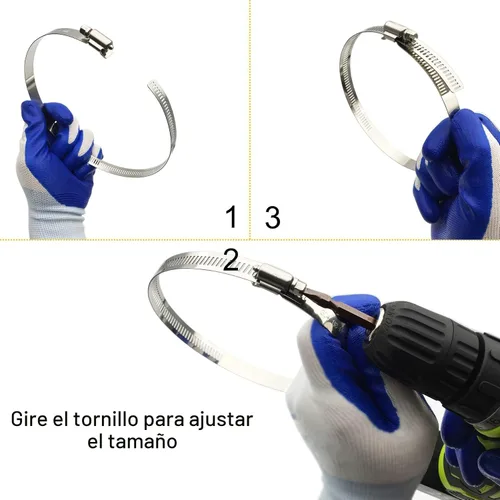 Vista 4 de Abrazaderas de conducto de acero inoxidable 304 ajustables de 4.5 pulgadas para abrazadera de manguera de 4 pulgadas, abrazadera de conducto