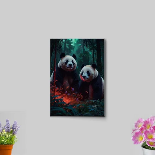 Vista 3 de Canvas Print cute pandas in the jungle Watercolor art framed canvas print framed wall art synthwave animal art Canvas Prints, Decor