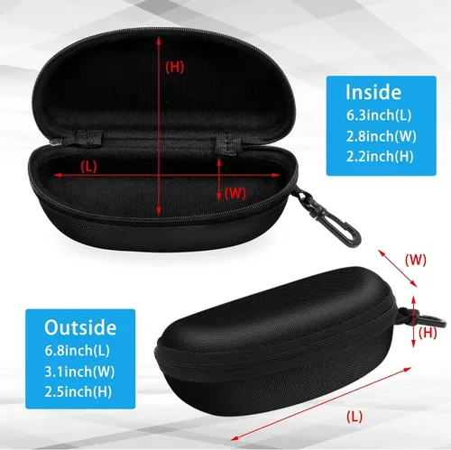 Vista 4 de Paquete de 3 fundas de gafas de sol portátil con cremallera de viaje con paño de limpieza