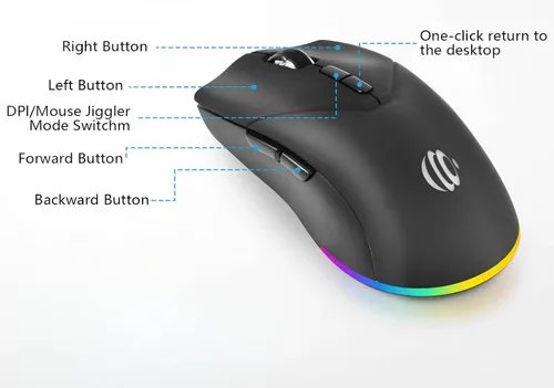Vista 4 de Ratón con cable, ratón USB para computadora de 1600 DPI, mouse óptico móvil de diseño ergonómico con cable para computadora portátil, PC