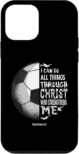 Vista 16 de Funda para iPhone 17 con versículo bíblico de fútbol Christian Sayings Philippians 4:13