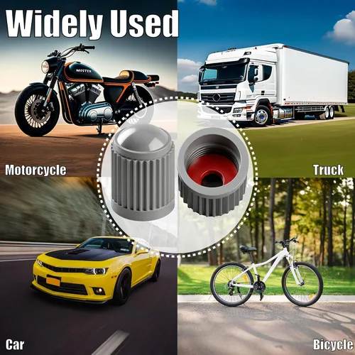 Vista 20 de 10 piezas de tapas de válvula de neumático TPMS con vástago largo, tapas de válvula de rueda de plástico negro para TPMS TR20008, tapas de vástago