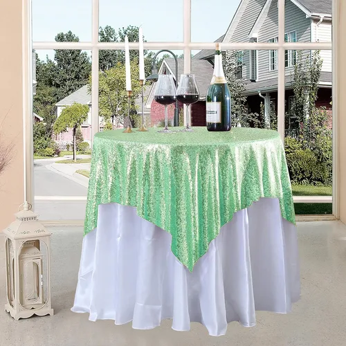 Vista 15 de Manteles redondos de lentejuelas negros para fiestas, de 121,9 cm, mantel redondo de purpurina ajustado, pequeño, lindo y dulce, para boda