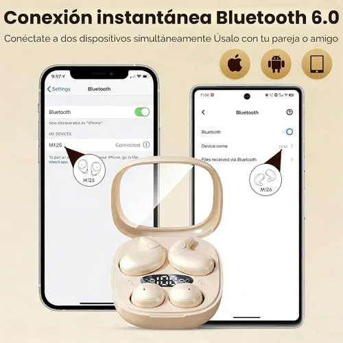 Vista 6 de Auriculares para dormir de lado, mini auriculares inalámbricos 2 en 1 con Bluetooth para dormir, discretos auriculares intrauditivos para pequeños