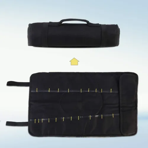 Vista 7 de Lurrose Bolsa de herramientas rodante portátil plegable alicates destornillador, llave inglesa, estuche de transporte, bolsa enrollable, organizador