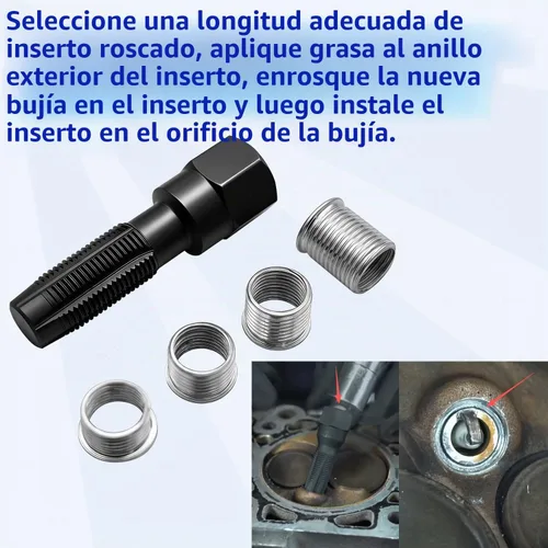 Vista 6 de ZKTOOL Kit de reparación de rosca de bujías de 14 mm, kit de reparación de cabeza de cilindro roscada, herramienta de reparación de rosca