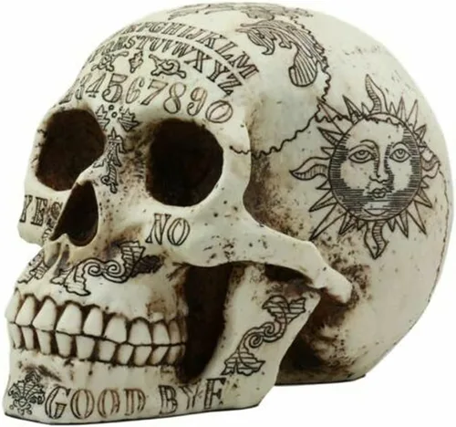 Vista 4 de Ebros Paranormal Ouija Spirit - Figura de calavera mediana sobrenatural, escultura ocultista como decoración del hogar, centro de mesa de fiesta