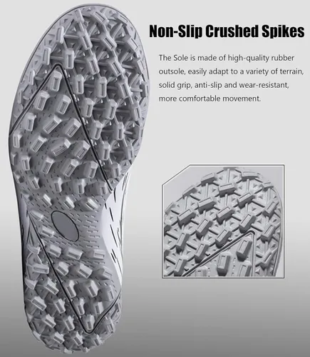 Vista 4 de Zapatos de fútbol para hombre, tacos de fútbol para interiores, con cordones, antideslizantes, botas de césped