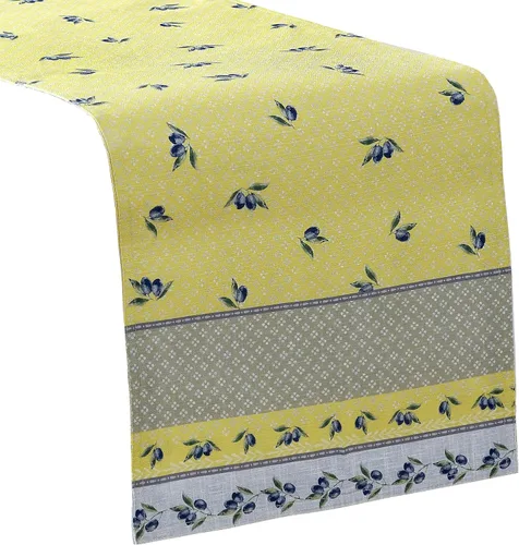 Vista 13 de Home Bargains Plus Mantel rectangular de tela, juego de 4 manteles individuales, estampado Olivier amarillo y gris oliva, manteles individuales