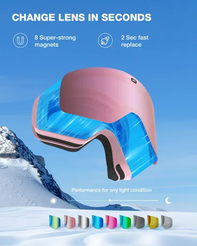 Vista 6 de ZIONOR X11 Ski Goggles Magnetic Cylindrical Snowboard Snow Goggles for Men Women