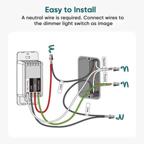 Vista 3 de Atenuador de luz inteligente, cable neutro requerido, interruptor de luz WiFi Treatlife, funciona con Alexa y Asistente de Google, control remoto