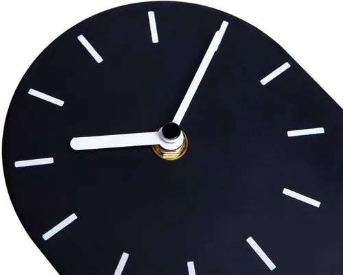 Vista 6 de SOFFEE DESIGN Reloj de mesa de una pieza con hoja de hierro con base de madera, reloj de escritorio sin tictac funciona con pilas para sala de Negro