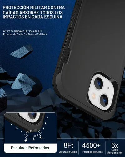 Vista 5 de Funda para iPhone 13 (6.1 pulgadas), con 2 protectores de pantalla de vidrio templado