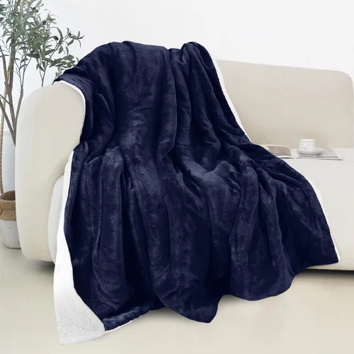 Vista 37 de Elegant Comfort - Manta reversible y ultra suave de franela con forro polar - Manta de sherpa navideña de invierno - Ligera, suave y acogedora