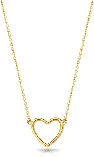 Vista 20 de Zeffy - Lindo collar de corazón chapado en plata/oro de 18 quilates, collar de cadena con dije de corazón pequeño para mujer, joyas delicadas