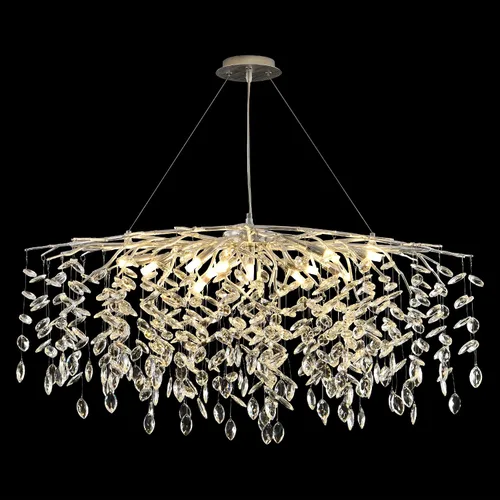 Vista 15 de Lámpara de araña moderna de cristal en forma de gota de lluvia, lámpara lineal negra rectangular de 40' de la serie Art Deco con forma de rama