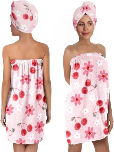 Vista 19 de Juego de toallas de baño y toallas para el cabello para mujer, suave y absorbente de microfibra de secado rápido, con cierre elástico, toalla de spa