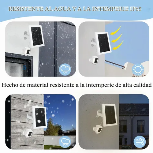 Vista 3 de Cargador de Panel Solar para Cámara Ring, Cargador Solar de 5V 3.5W Compatible con Ring Spotlight Cam Stick Up Cam Battery Cámara de Vigilancia