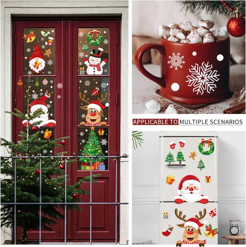 Vista 6 de Adhesivos Navideños para Ventanas 245 Piezas Calcomanías Navideñas Reutilizables de Doble Cara Impresas Autoadhesivas Decoraciones para Ventanas