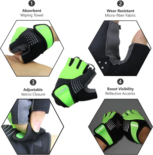 Vista 3 de Guantes de ciclismo para bicicleta de montaña para hombre, amortiguadores de gel SBR acolchados, palma antideslizante, ultra transpirables