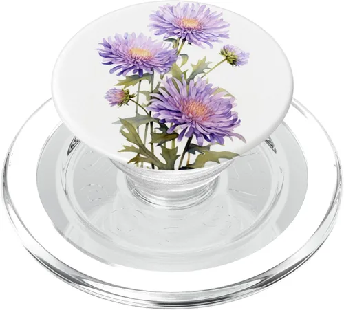 Vista 8 de purple aster flowers Acuarela PopSockets Estándar PopGrip