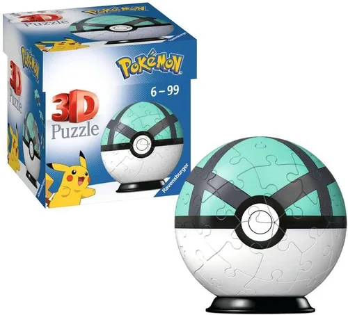 Vista 3 de Ravensburger Rompecabezas 3D 11581 Bola de Rompecabezas Pokémon Pokéballs Net Ball para Fanáticos de Pokémon Grandes y Pequeños desde 6 Años