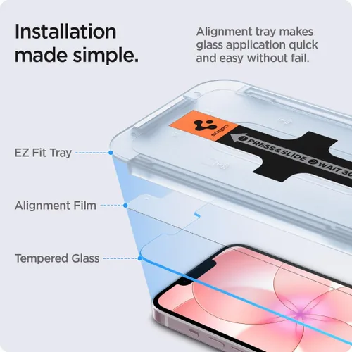 Vista 3 de Spigen Protector de pantalla de vidrio templado [GlasTR EZ FIT] diseñado para iPhone 14 / iPhone 13 Pro/iPhone 13 [2 unidades]