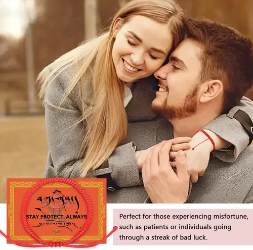 Vista 3 de HD WOOD CRAFT Auténtica pulsera de protección de nudo dorje hecha a mano con talismán, pulsera de cuerda roja