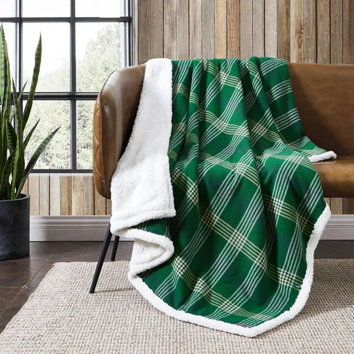 Vista 13 de Eddie Bauer - Manta decorativa de franela de algodón para hogar, ropa de cama reversible de sherpa para todas las estaciones, rojo y negro