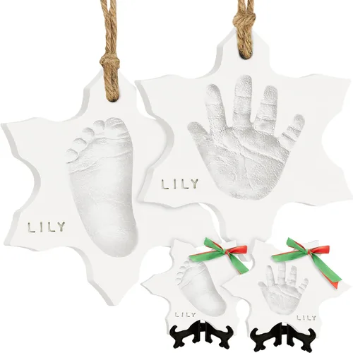 Vista 13 de Kit de Huellas de Manos y Pies de Bebé - Adorno Personalizado para la Primera Navidad del Bebé, Adorno Recuerdo de Huella de Recién Nacido, Kit