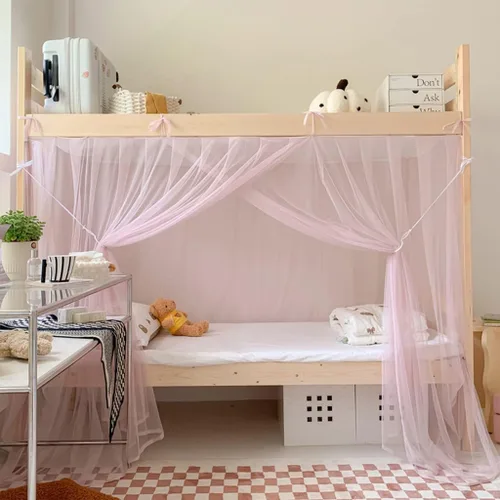 Vista 23 de 4 postes esquineros para dormitorio de estudiantes, litera, mosquitera, mosquitera, cortinas de cama para estudiantes, dormitorio, escuela