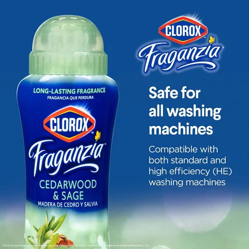 Vista 3 de Clorox Fraganzia Cristales Potenciadores de Aroma para Lavandería en Aroma de Madera de Cedro y Salvia - Perlas Perfumadas Frescas para el Lavado