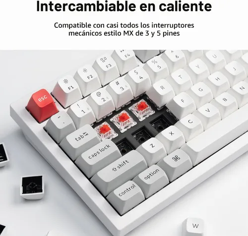 Vista 5 de Keychron Q6 Pro Teclado Mecánico Personalizado Completo de Aluminio RGB Inalámbrico/Con Cable para Mac Windows Linux, Botón Programable