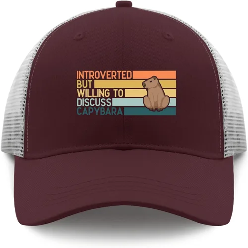Vista 9 de devor Gorras introvertidas pero dispuestas a discutir Capybaras - Gorras de béisbol ajustables para mujer