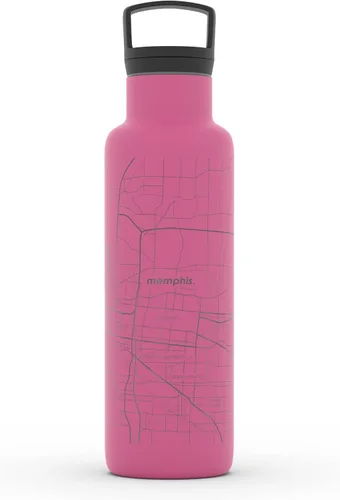 Vista 76 de Well Told Botella de agua aislada con mapa de Washington DC grabado, botella de acero inoxidable grabada (21 onzas, blanco) botella aislada de mapa