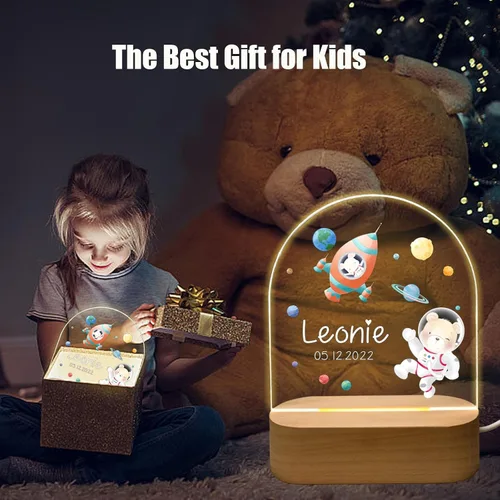 Vista 7 de Luz nocturna personalizada para bebés y niños, regalos personalizados con nombre, regalos de bautizo para niñas/niños, lámpara nocturna regulable