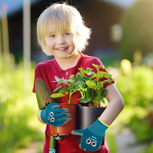 Vista 5 de 12 pares de guantes de jardín para niños, guantes de jardinería para niños, guantes de trabajo con revestimiento de goma para niños pequeños y niñas