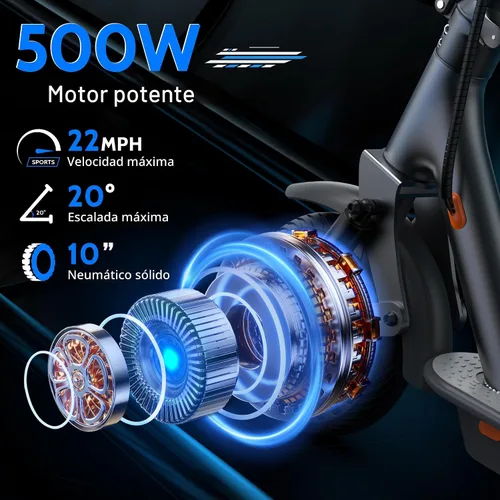Vista 4 de Maxshot Electric Scooter, 350W/500W Powerful Motor, 19-22 MPH Max Speed, 15-28 Miles Range, Foldable escooter with Dual Braking Systems, Smart APP