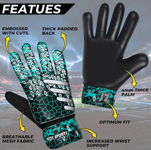 Vista 2 de Guantes de portero de fútbol para niños, jóvenes y adultos, guantes de portero de fútbol funky con doble protección para la muñeca de 0.157 in