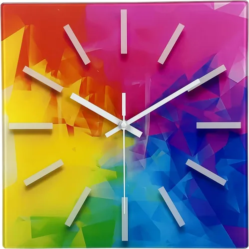 Vista 19 de Reloj de pared moderno negro y dorado con pilas, reloj de pared silencioso de 12 pulgadas, reloj de pared de vidrio sin tictac para sala de estar