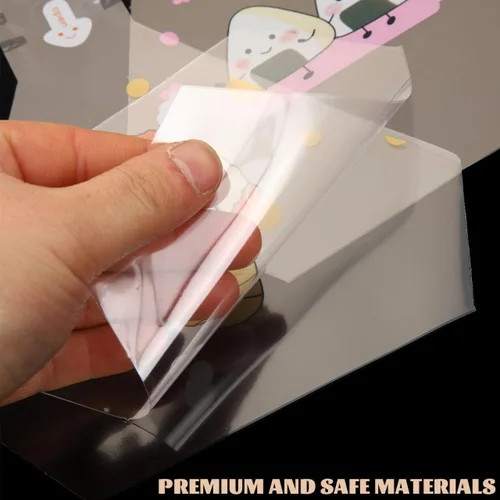 Vista 5 de iplusmile 100 bolsas de embalaje de bolas de arroz desechables con patrones creativos para loncheras y restaurantes de sushi, 7.48 x 5.90 pulgadas