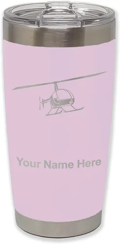 Vista 12 de LaserGram Vaso aislado al vacío de 20 onzas, helicóptero 2, grabado personalizado incluido (negro)
