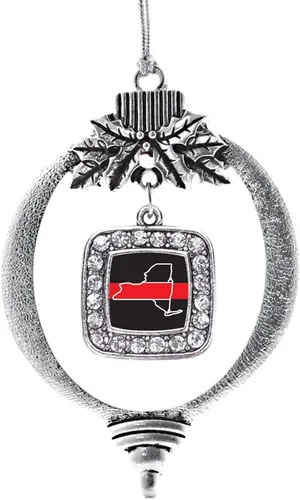 Vista 159 de Inspired Silver - Nana púrpura - Adorno de Navidad plateado - Adorno cuadrado para árbol de Navidad con circonita cúbica - Decoración colgante