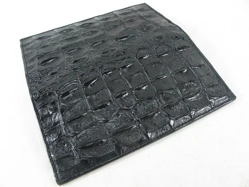 Vista 2 de Cartera larga de piel de piel de cocodrilo cocodrilo genuino, Negro -, Compacto