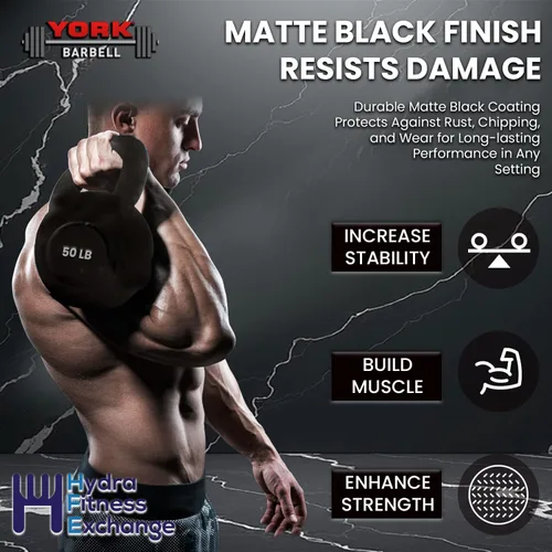 Vista 5 de Kettlebell Weights – 5lb to 80lb Cast Iron Kettlebells with Matte Black Finish – Full Body Strength Training & CrossFit Conditioning – Ideal for
