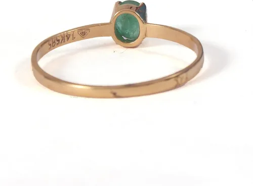 Vista 3 de Tienda Collection - Anillo de oro amarillo liso de 18 quilates para ella, Metal, Esmeralda