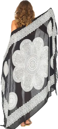 Vista 7 de SHU-SHI Pareo para traje de baño de playa para mujer con clip de coco